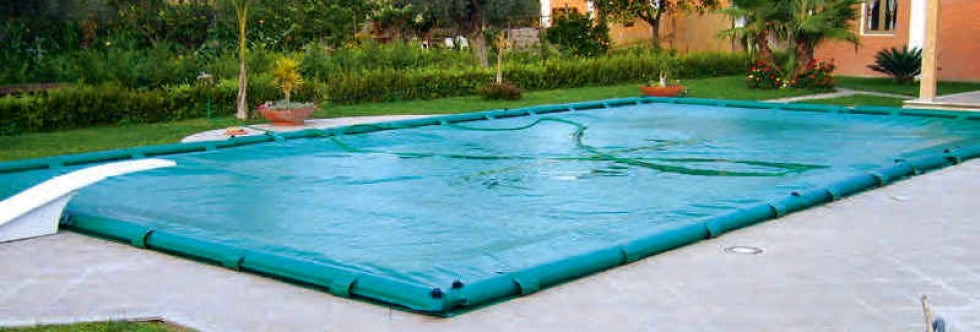 Telo di Copertura Invernale 4,40X6,40 MT per Piscina 3X5 MT con Tubolari Perimetrali & Asole + BORDATURA con RISVOLTO & DOPPIA CUCITURA - Made in Italy - 450 gr/mq