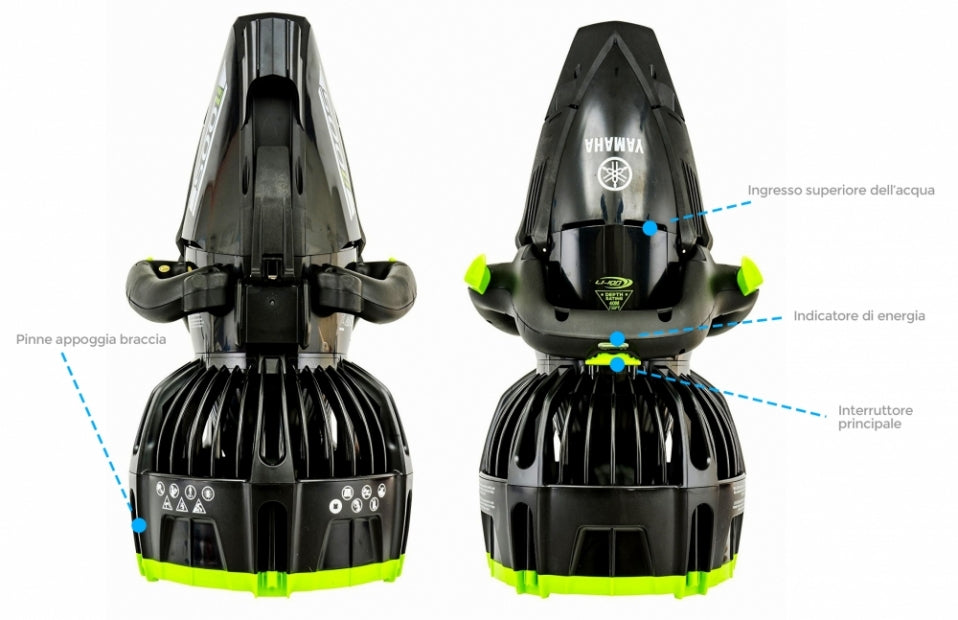 Acquascooter Seascooter Yamaha 500 Lithium Batteria al Litio - Propulsore Subacqueo - Km/h 7 - Profondità Mt 40 - Watt 500 - ULTIMI 3 PEZZI