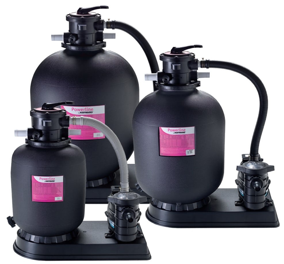 Filtro a sabbia Hayward PowerLine con valvola superiore, tre dimensioni per piscine 10/14 m3/h.