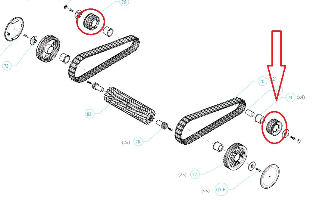 Ruota piccola dentata per trazione posteriore, compatibile con vari modelli robot piscina Maytronics Dolphin.