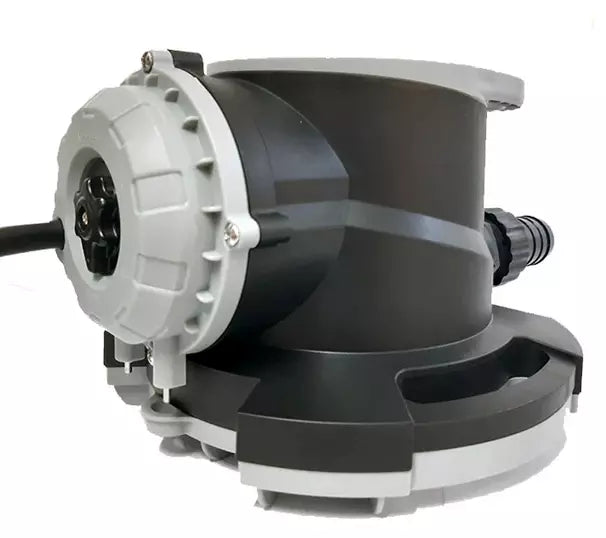 Elettropompa automatica Glong per svuotare teli copertura piscina, design compatto e anti ribaltamento.