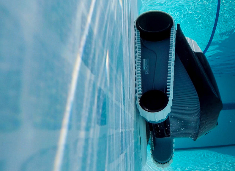 Robot Dolphin PoolStyle AG Plus pulisce parete piscina, immersione laterale.