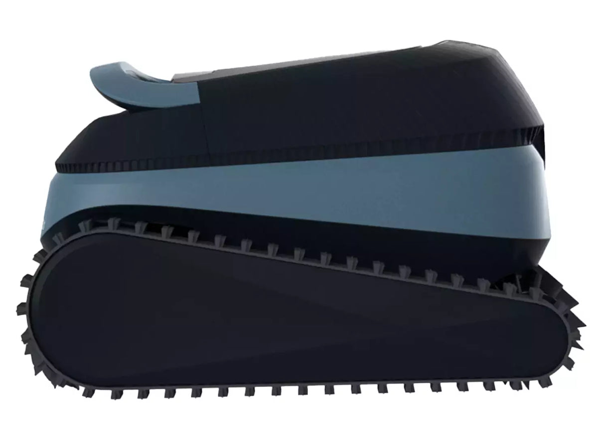 Robot piscina Dolphin Eon 100i cordless, design moderno, vista laterale su fondo bianco.