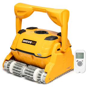 Robot piscina Dolphin Wave 100 Gyro Digital con radiocomando, adatto per piscine fino a 25 metri.