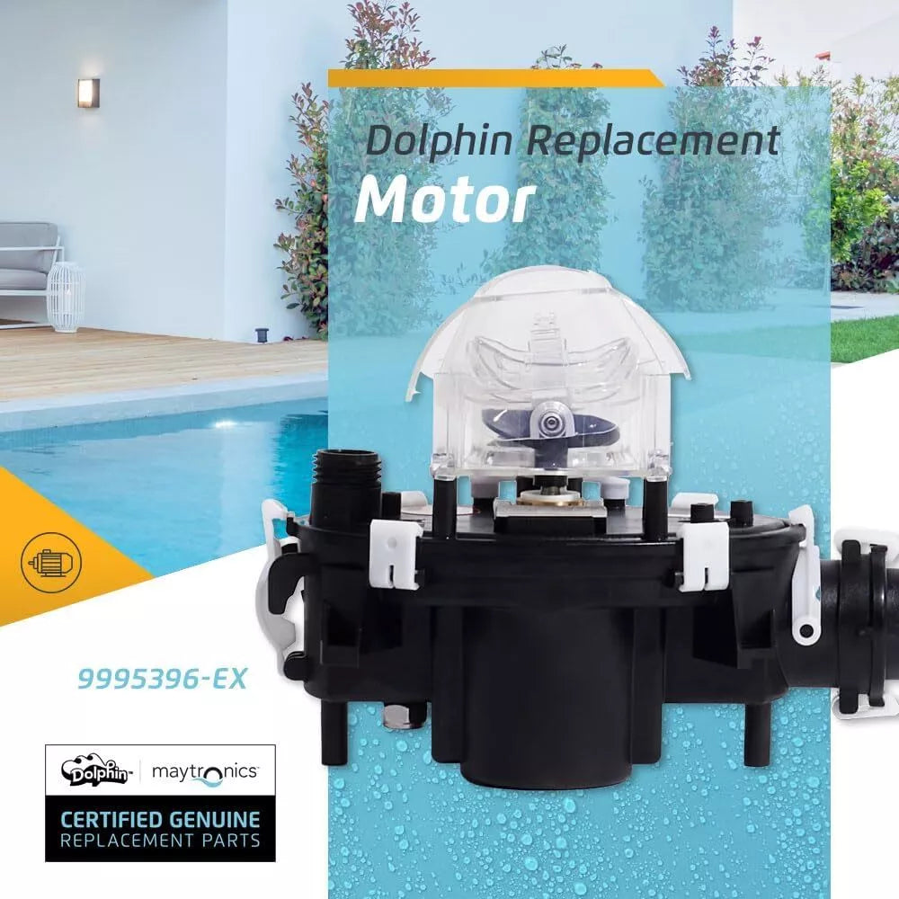 Box motore con centralina per robot piscina Maytronics Dolphin, modello 9995396-EX, bordo piscina.