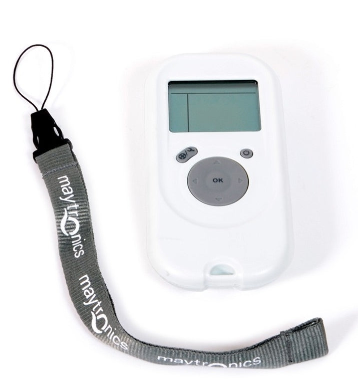 Radiocomando BASIC bianco per robot piscina Dolphin con schermo e cinturino grigio.