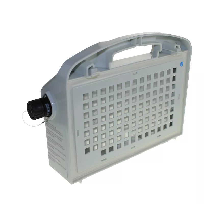 Trasformatore di alimentazione per robot piscina Maytronics Dolphin, vista laterale con griglia e maniglia.