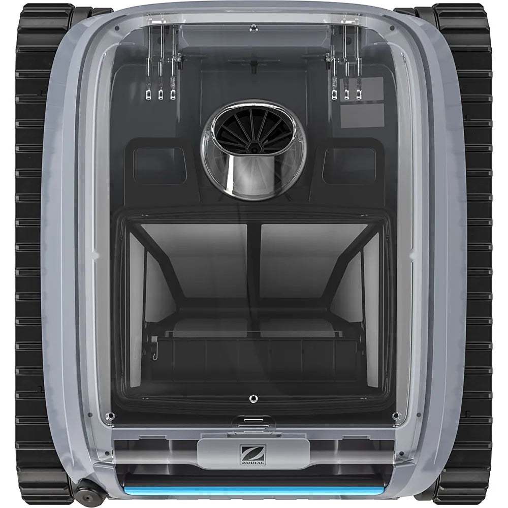 Robot piscina Zodiac Freedom OF 42 iQ Gyro visto dall'alto, senza fili, adatto per fondi e pareti.