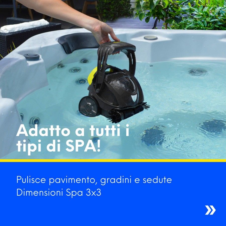 Robot Zodiac SPABOT OS 0800 in una SPA, tenuto da una mano, adatto per pulizia idromassaggio.