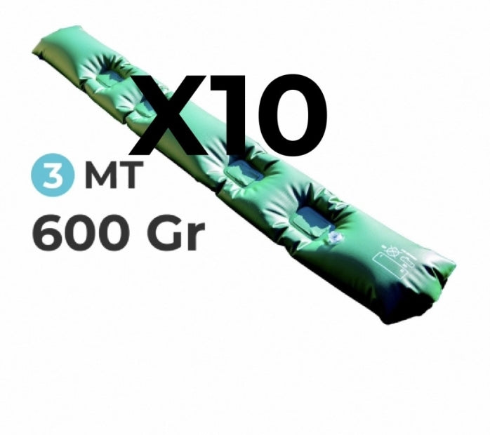 10 Tubolari AntiVento AntiRibaltamento Perimetrale Rinforzato in PVC Verde per Telo di Copertura Invernale per Piscina - Lunghezza MT. 3 da 600 Gr / Mq - 6 TermoSaldature - MADE IN ITALY