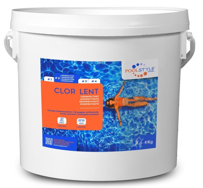 Poolstyle Cloro Lento in Pastiglie da 250 Gr Lenta Dissoluzione 90% - Kg 4 - Prodotto Chimico per Piscina - Alta Qualità
