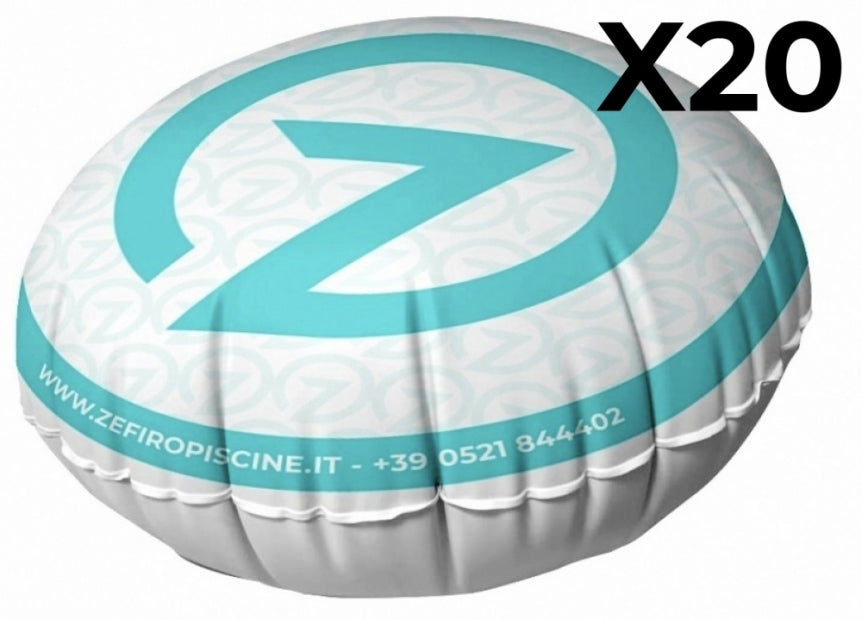 20 Cuscini Gonfiabili ad Aria Galleggianti Anti Ristagno Zefiro Air per Sollevamento Telo di Copertura Piscina - Diametro Cm 80 x H 55 con 2 Passacorda - ALTA QUALITA' MADE IN ITALY