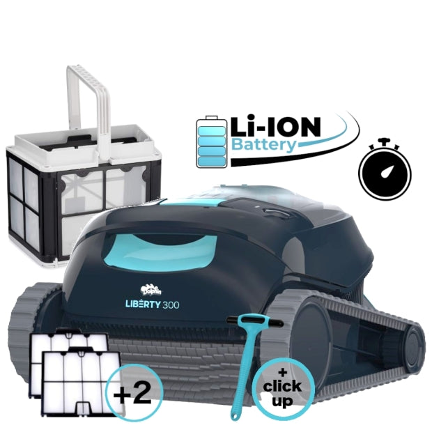 Dolphin Liberty 300 Eco Cordless - Robot Pulitore a Batteria al Litio per Piscina fino a 10 Mt - FONDO + PARETI - NOVITA' 2023