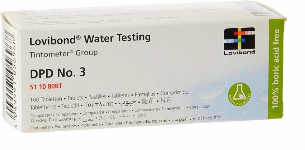 100 Pastiglie Reagenti DPD3 Lovibond per Misurazione Cloro Totale per Fotometro Elettronico