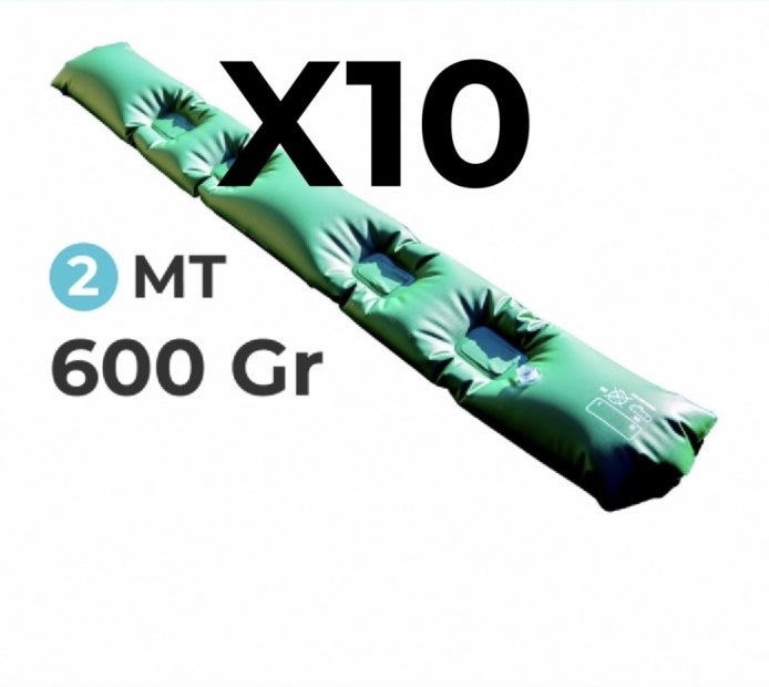 10 Tubolari AntiVento AntiRibaltamento Perimetrale Rinforzato in PVC Verde per Telo di Copertura Invernale per Piscina - Lunghezza MT. 2 da 600 Gr / Mq - 4 TermoSaldature - MADE IN ITALY