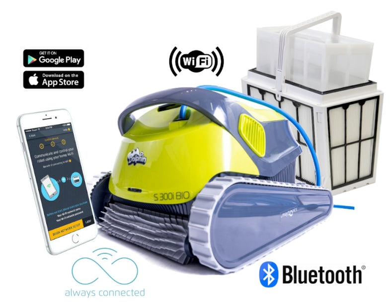 Dolphin S300i Bio IoT Wi-Fi APP MyDolphin Plus Bluetooth Timer Digital - Robot Elettrico Pulitore per Piscine Biologiche & Naturali fino a 12 Mt - TOP GAMMA