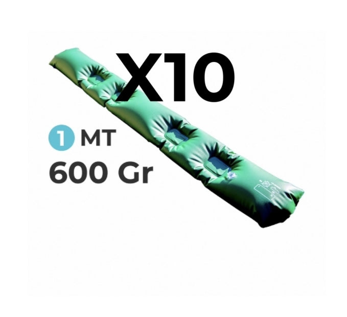 10 Tubolari AntiVento AntiRibaltamento Perimetrali Rinforzati in PVC Verde per Telo di Copertura Invernale per Piscina - Lunghezza MT. 1 da 600 Gr / Mq - 2 TermoSaldature - MADE IN ITALY