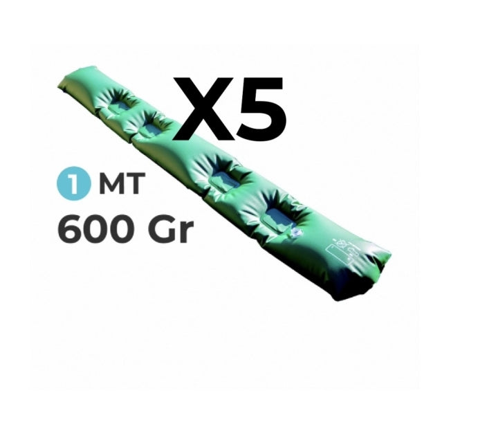 5 Tubolari AntiVento AntiRibaltamento Perimetrali Rinforzati in PVC Verde per Telo di Copertura Invernale per Piscina - Lunghezza MT. 1 da 600 Gr / Mq - 2 TermoSaldature - MADE IN ITALY