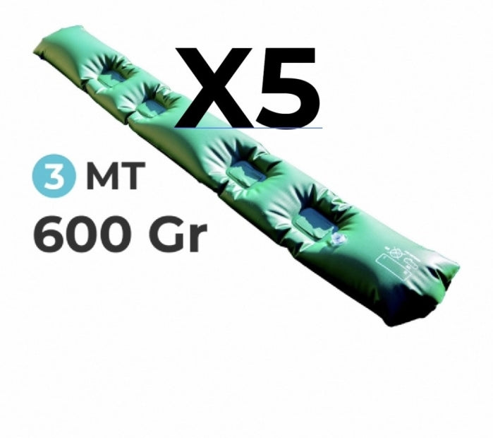 5 Tubolari AntiVento AntiRibaltamento Perimetrale Rinforzato in PVC Verde per Telo di Copertura Invernale per Piscina - Lunghezza MT. 3 da 600 Gr / Mq - 6 TermoSaldature - MADE IN ITALY
