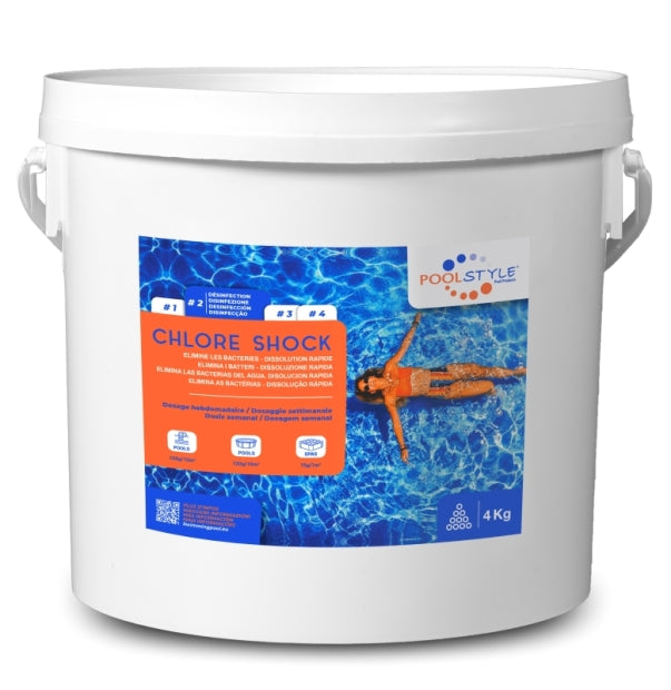 Poolstyle Cloro Shock Granulare 56 % - Kg 4 - Prodotto Chimico per Piscina - Alta Qualità