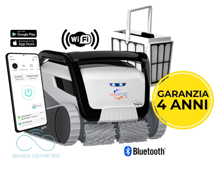 Dolphin Poolstyle 60i IoT Wi-Fi APP MyDolphin Plus Bluetooth Active Timer Gyro Digital - Robot Elettrico Pulitore per Piscina fino a 15 Mt - TOP GAMMA - NOVITA' 2023