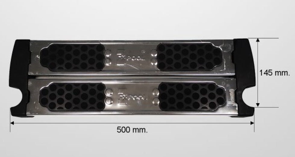 Doppio Gradino di Sicurezza in Acciaio Inox AISI 316 con Inserto Antisdrucciolo per Scaletta di Risalita per Piscina - Larghezza Cm 50 (Attacco Cm 46) - Diametro Cm. 4,3