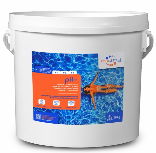 Poolstyle PH - Granulare da Kg. 5 - Prodotto Chimico per Piscina & Idromassaggio / Spa - Alta Qualita
