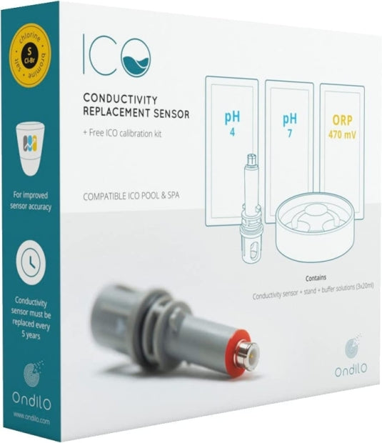 Sonda Sensore Plug & Play Grigio TDS / SALE - CONDUCIBILITA per Isolotto Tecnologico Ondilo ICO - Rilevatore Parametri Ph + Cloro + Sale + Bromo + Temperatura Acqua Piscina Tramite Bluetooth & WiFi