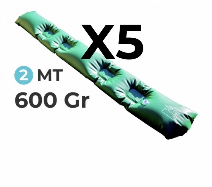 5 Tubolari AntiVento AntiRibaltamento Perimetrale Rinforzato in PVC Verde per Telo di Copertura Invernale per Piscina - Lunghezza MT. 2 da 600 Gr / Mq - 4 TermoSaldature - MADE IN ITALY