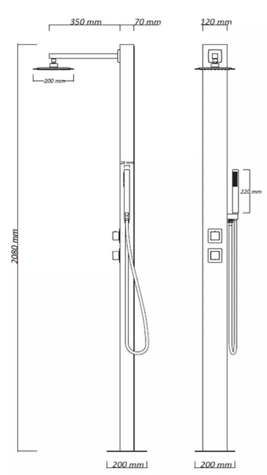 Doccia Piscina in Acciaio Inox AISI 316L CRM Black Nero con Miscelatore & Doccino
