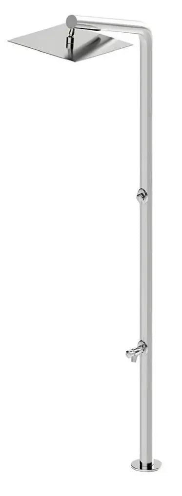 Doccia Piscina in Acciaio Inox AISI 304L Lucido Flexinox Orana con Lavapiedi