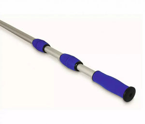 Asta telescopica in alluminio con impugnature blu, allungabile fino a 4,50 metri.