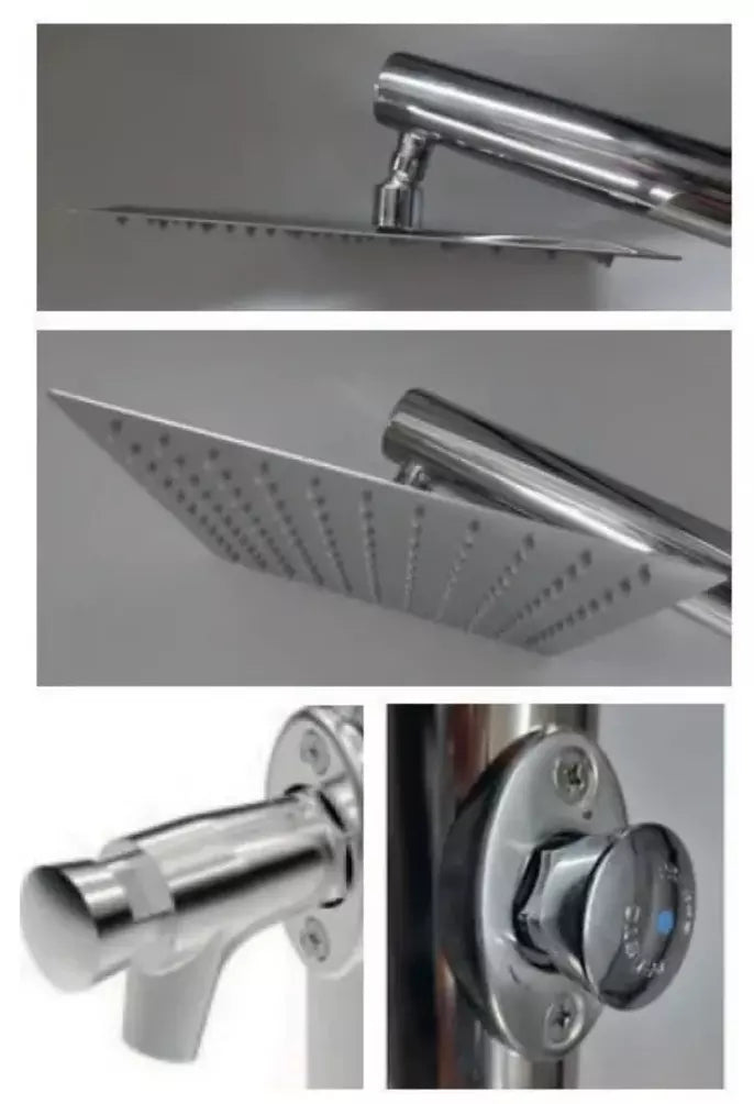 Doccia Piscina in Acciaio Inox AISI 304L Lucido Flexinox Orana con Lavapiedi