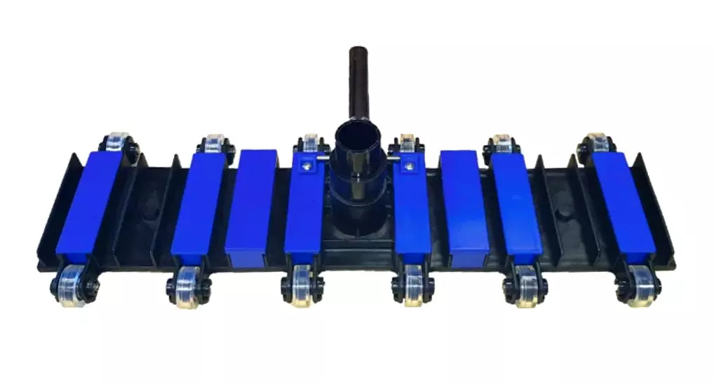 Aspirafango piscina 55 cm, Linea Super Pro, con rulli blu e attacco centrale.