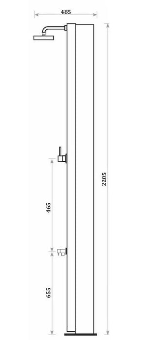 Doccia Solare per Piscina in Acciaio Inox CRM Blu / Marrone con Miscelatore + Lavapiedi - Capienza Lt. 30