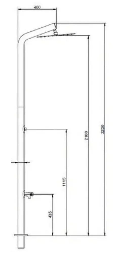Doccia Piscina in Acciaio Inox AISI 304L Lucido Flexinox Orana con Lavapiedi