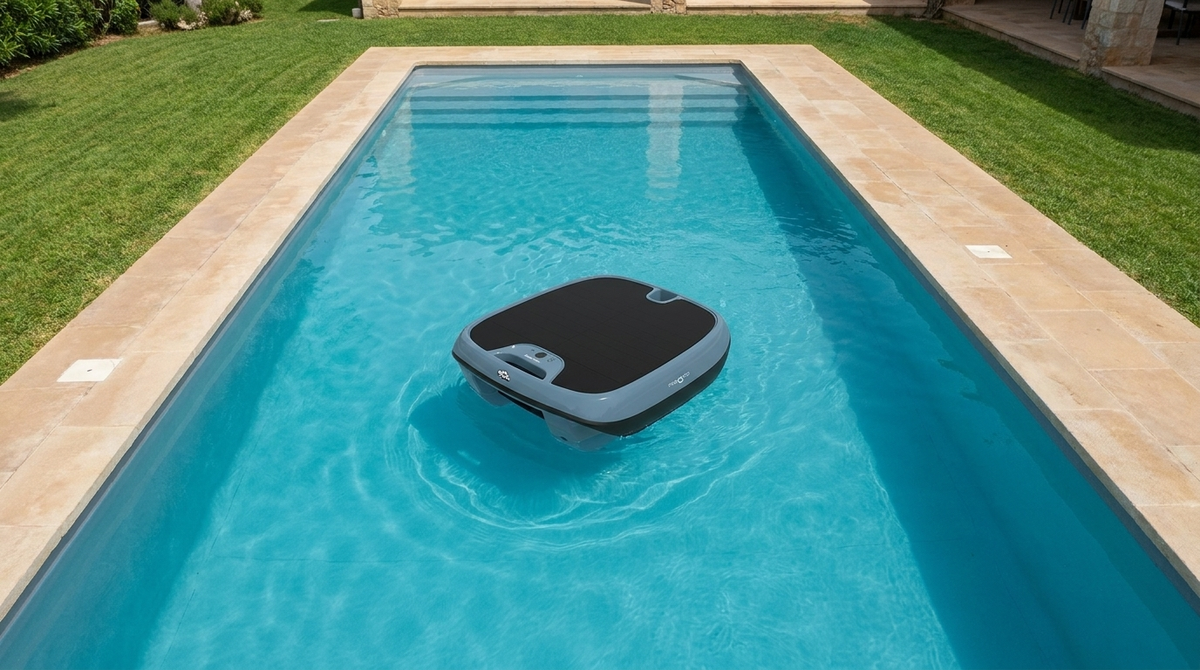 Dolphin Skimmi 300 - Robot Piscina Pulitore Superficie fino a 20 Mt - APP FULL - Bluetooth - Sensori Intelligenti - Alimentato ad Energia Solare - NOVITA'