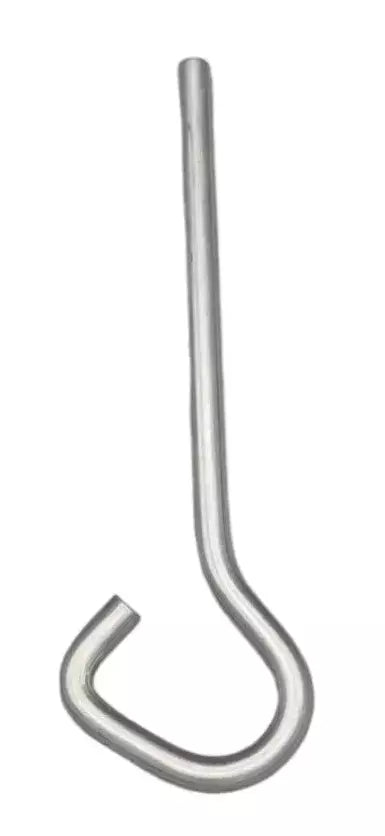 Picchetto a P in acciaio inox, 29,7 cm, per fissare teli di copertura invernale su solarium e giardini.