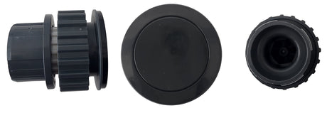 Puleggia posteriore di trazione con tappo per robot piscina Maytronics Dolphin, vista laterale e frontale.