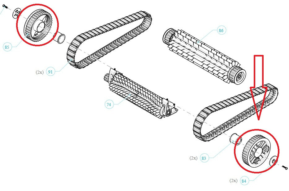Ruota Grande Dentata Trazione Anteriore Robot Piscina Maytronics Dolphin Poolstyle AG – Plus – Advance - 30 - 35 - 40i - 50i / SX 30 - 40i / Mr 30 - 40i / SM3 0 - 40i / E 10 – E 20 – E 25 – E 30 – E 35 – E 40 – E 50 / S200 - S300 / 9983111 - 9983410