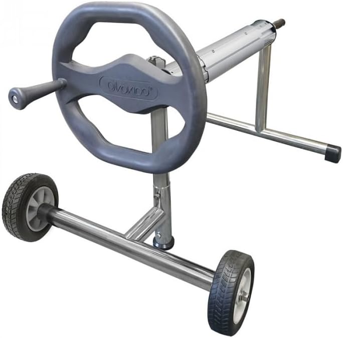 Rullo avvolgitore telescopico Kokido KALU con ruote per teli piscina fino a 10 metri.