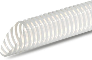 Tubo spiralato galleggiante bianco con terminali girevoli, diametro 38 mm, lunghezza variabile.