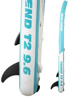 Tavola Stand Up Paddle Sup Gonfiabile JBay.Zone Trend T2 Azzurro 9'6'' - Cm. 290x89x15 - Portata Kg 140 - Convertibile in Kayak con Accessori - MY2023