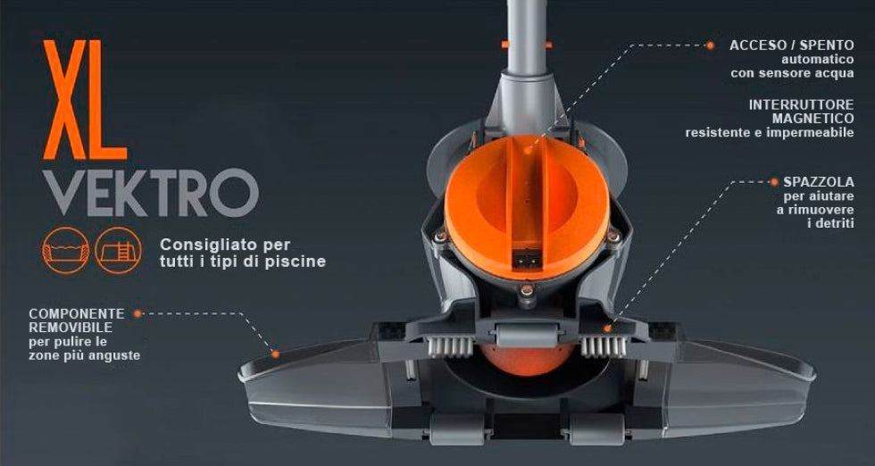 Kokido Vektro XL - Aspiratore a Batteria al Litio Ricaricabile per Pulizia Piscina - Idromassaggio & SPA  Medio / Grandi