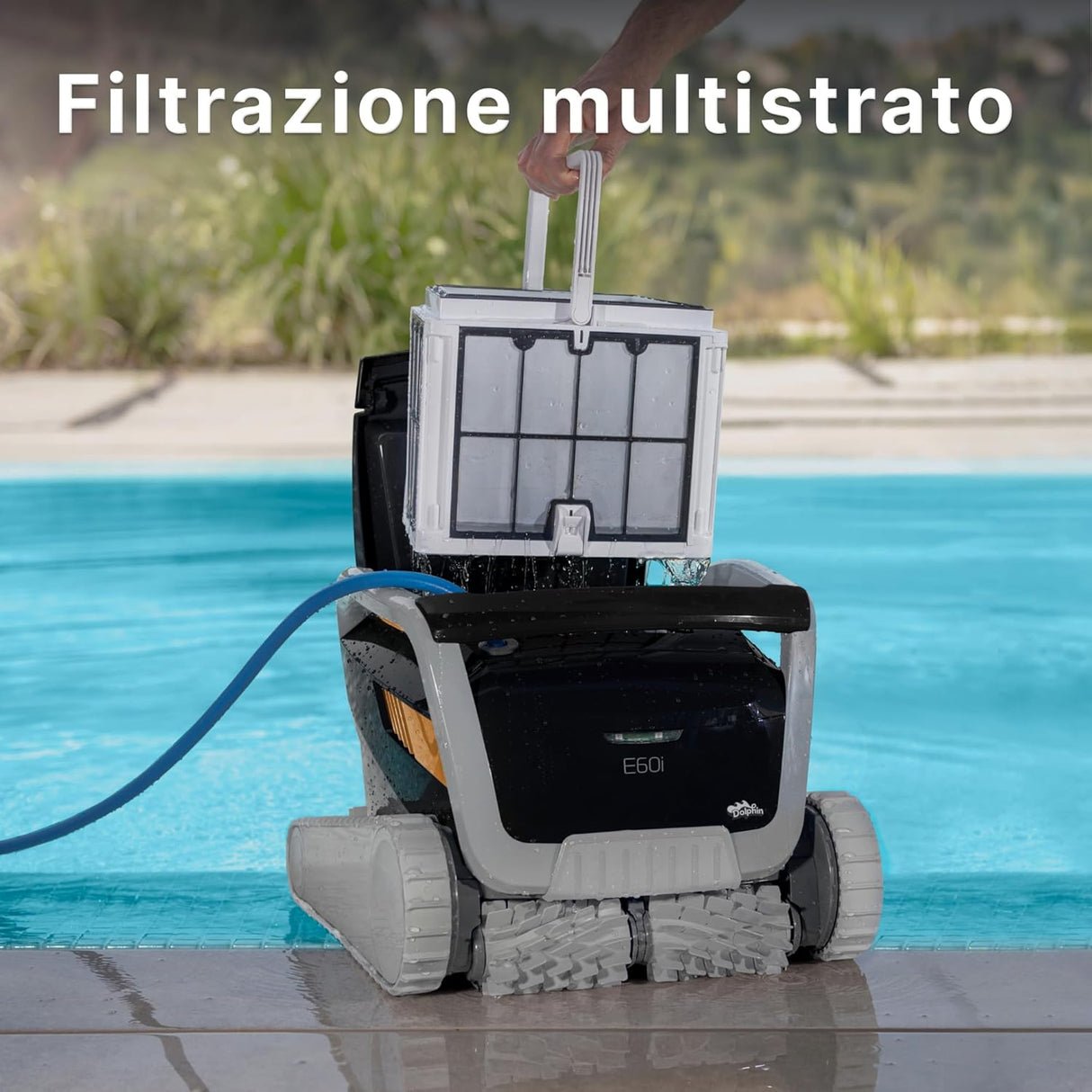 Dolphin E60i IoT Wi-Fi APP MyDolphin Plus Bluetooth Timer Gyro Digital - Robot Elettrico Pulitore per Piscina fino a 15 Mt - TOP GAMMA - MY2026
