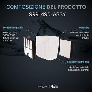 Kit SUF Filtro Integrativo Ultra Fine 50 Micron Robot Piscina Maytronics Dolphin Poolstyle 30 – 35 – 35i – 40 – 50 - 60 / E 30 – E 35 – E 35I – E 40 – E 50 – E 60 / Z1b - Z2c - Z3i / S 200 - S 300 / Zenit 55 - 60 - 70 / M 550 – M 600 – M 700 / 9991496