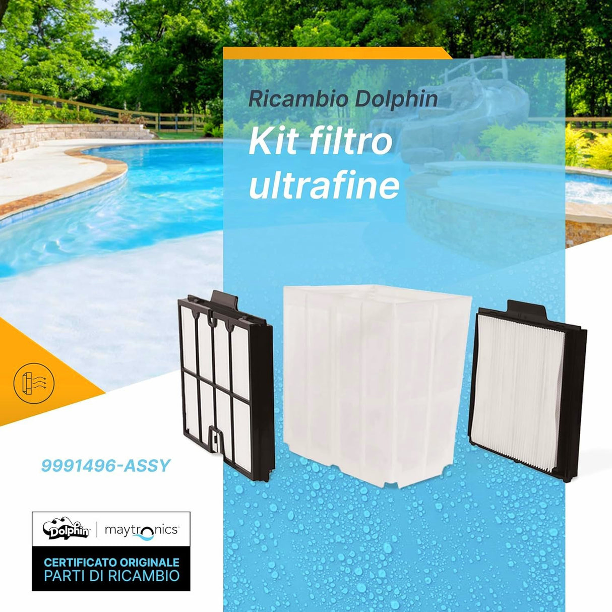 Kit SUF Filtro Integrativo Ultra Fine 50 Micron Robot Piscina Maytronics Dolphin Poolstyle 30 – 35 – 35i – 40 – 50 - 60 / E 30 – E 35 – E 35I – E 40 – E 50 – E 60 / Z1b - Z2c - Z3i / S 200 - S 300 / Zenit 55 - 60 - 70 / M 550 – M 600 – M 700 / 9991496