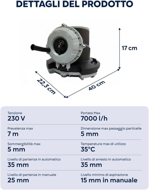ElettroPompa Automatica Sommergibile Glong Cover 2 in 1 Svuota Telo Copertura Invernale per Piscina da Acqua Piovana - Anti Ribaltamento