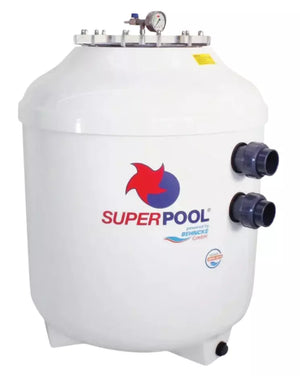 Valvola a 6 vie per filtro piscina a sabbia SuperPool BNK, vista frontale con manometro.