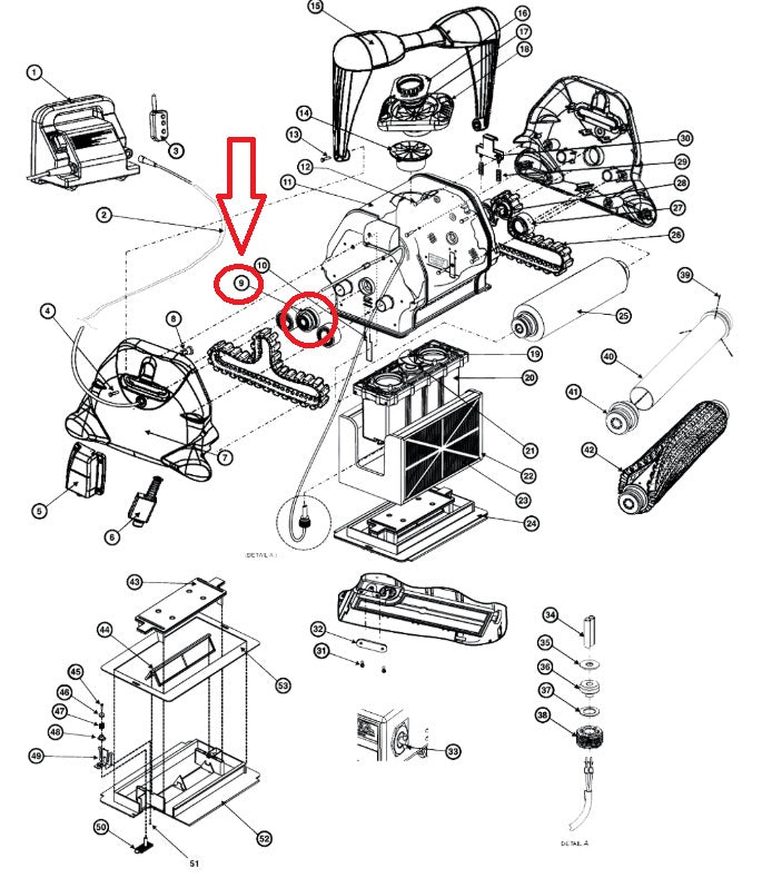 Puleggia di Trazione Cingolo per Robot Pulitore Hayward AquaVac / TigerShark / RCX26001
